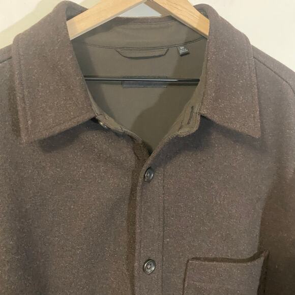 Uniqlo Brown Felted Overshirt Jacket Button Down Multi Pocket Sz 3X Collared - Picture 3 of 13